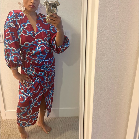 ZARA |CHAINS PRINTED MIDI DRESS L - Picture 10 of 10